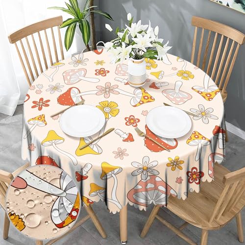 Tischdecke Rund 150 Florals Tischdecke Abwaschbar Wasserabweisend Tischdecke Gartentischdecke für Outdoor Polyester Dauerhaft Tischdecke für Küche Esszimmer Parteien Garten Couchtisch von Nookery