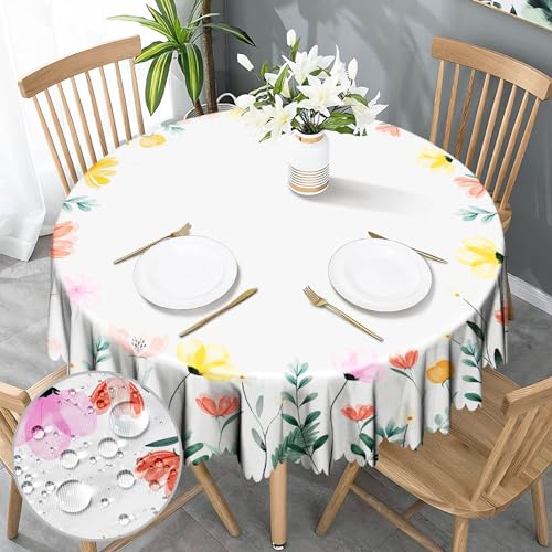 Tischdecke Outdoor Rund 150 Tischdecke Gartentischdecke Wetterfest Tischdecke Abwaschbar für Draußen Polyester Florals Garten Tischdecke für Küche Garten Café Picknick von Nookery