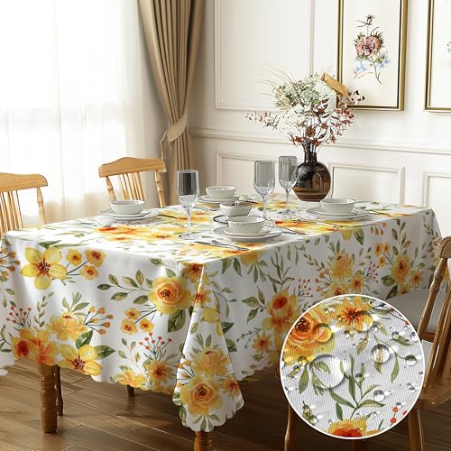 Tischdecke Rechteckig Abwaschbar Tischdecke Wetterfest Gartentischdecke Tischdecke Outdoor Polyester Florals Tischdecke für Küche Garten Café Esszimmer 110x140cm von Nookery