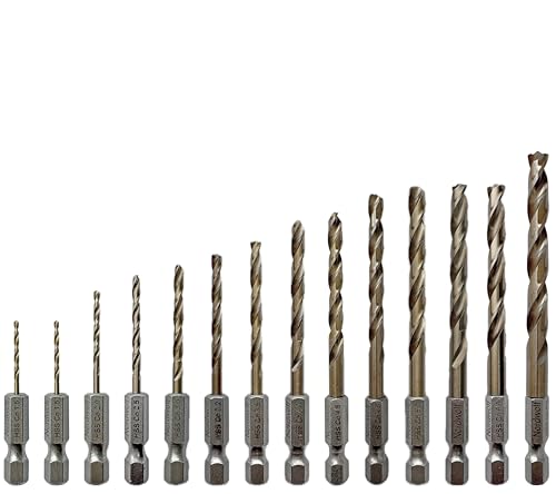 NordWolf 14-teiliges metrisches Kobalt-Bohrer-Set für Edelstahl und Hartmetalle, mit 1/4-Zoll-Sechskantschaft für Schnellfutter und Schlagschrauber, Größen 1,5 mm bis 6,5 mm, im Aufbewahrungskoffer von NordWolf