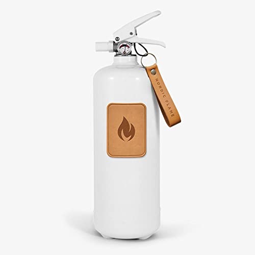 Nordic Flame Feuerlöscher weiß mit Leder Emblem Hell 2 kg N120 von Nordic Flame