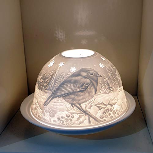 Nordic Lights Stencil Robin Bone Porcelain Candle Shade Tea Light Holder Gift von Nordic Lights