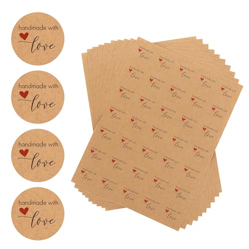 Nordstern® Kraftpapier-Sticker Aufkleber 'Handmade with Love' - 525 Stück von Nordstern