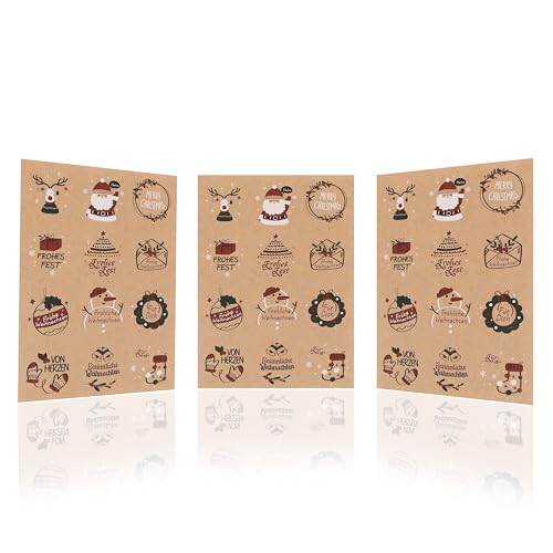 Nordstern Weihnachtsaufkleber 120er Pack - Selbstklebende Kraftpapier Sticker verwendbar als Geschenksticker für Grußkarten, Geschenktüten oder DIY Geschenkanhänger - 4 cm (Design I) von Nordstern