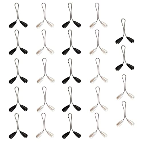 Norhogo 24 Stück Hijab Nadeln Muslim Hijab Pins Perle Clip Schal Pin Kopftuch Klammern, Verschönerung Schal Pin Schal Sicherheit Clips Schwarz & Weiss Teardrop Clip von Norhogo