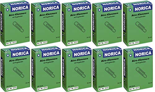 NORICA 2225 Büroklammern (24 mm | 10 x 100) von Norica