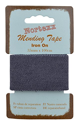 Nortexx NMT/6 Reparaturband zum Aufbügeln, Dark Denim, 100% Baumwolle, Dunkles Jeansblau, 14 x 8 x 1 cm von Nortexx