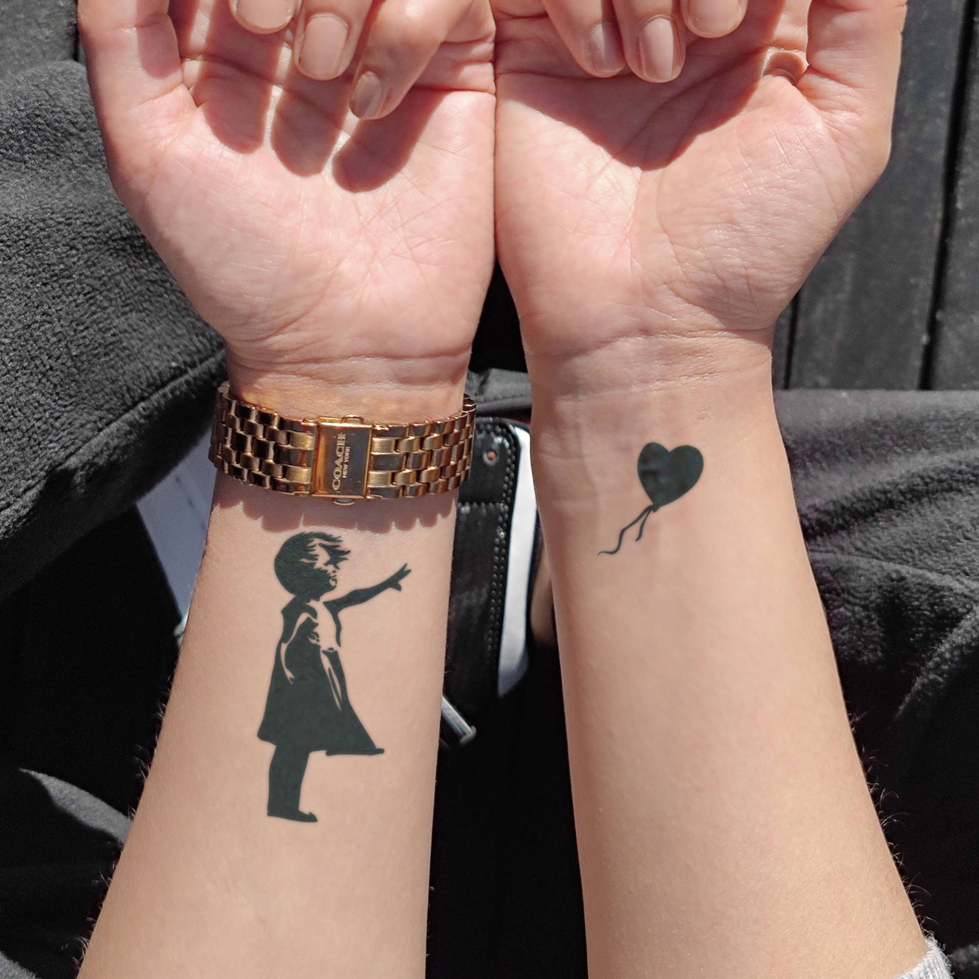 Semi-Permanentes Tattoo | Banksy Kunst Mädchen Mit Ballon Hält Bis Zu 2 Wochen Temporäres Fingertattoo Henna| Urlaub Geschenkidee von NotaTattoo