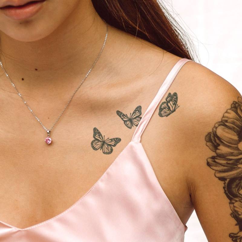 Semipermanente Tätowierung | Fliegende Schmetterlinge Wasserdicht 2 Wochen Temporäres Tattoo Weihnachtsgeschenkidee Jagua-Henna Tätowierungstemp von NotaTattoo