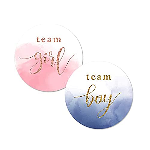 Gender Reveal Stickers für Partyeinladungen und Abstimmungsspiele, 120pcs Team Boy und Team Girl Labels mit Goldfolie für Reveal Partys und Baby Showers (Rosa, Marine) von ZYZYZK