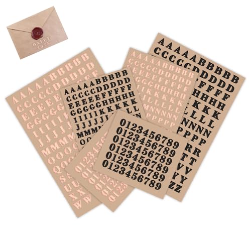 6 Blatt Metall Buchstaben Aufkleber, Roségold und Schwarz Nummer Aufkleber, Selbstklebende Mini Alphabet Nummer Sticker, für Hochzeit, Dekoration, DIY, Basteln, Scrapbook, 2 Größen 6 Blatt Metall Buchstaben Aufkleber, Roségold und Schwarz Nummer Aufkleber, Selbstklebende Mini Alphabet Nummer Sticker, für Hochzeit, Dekoration, DIY, Basteln, Scrapbook, 2 Größen von Notoke