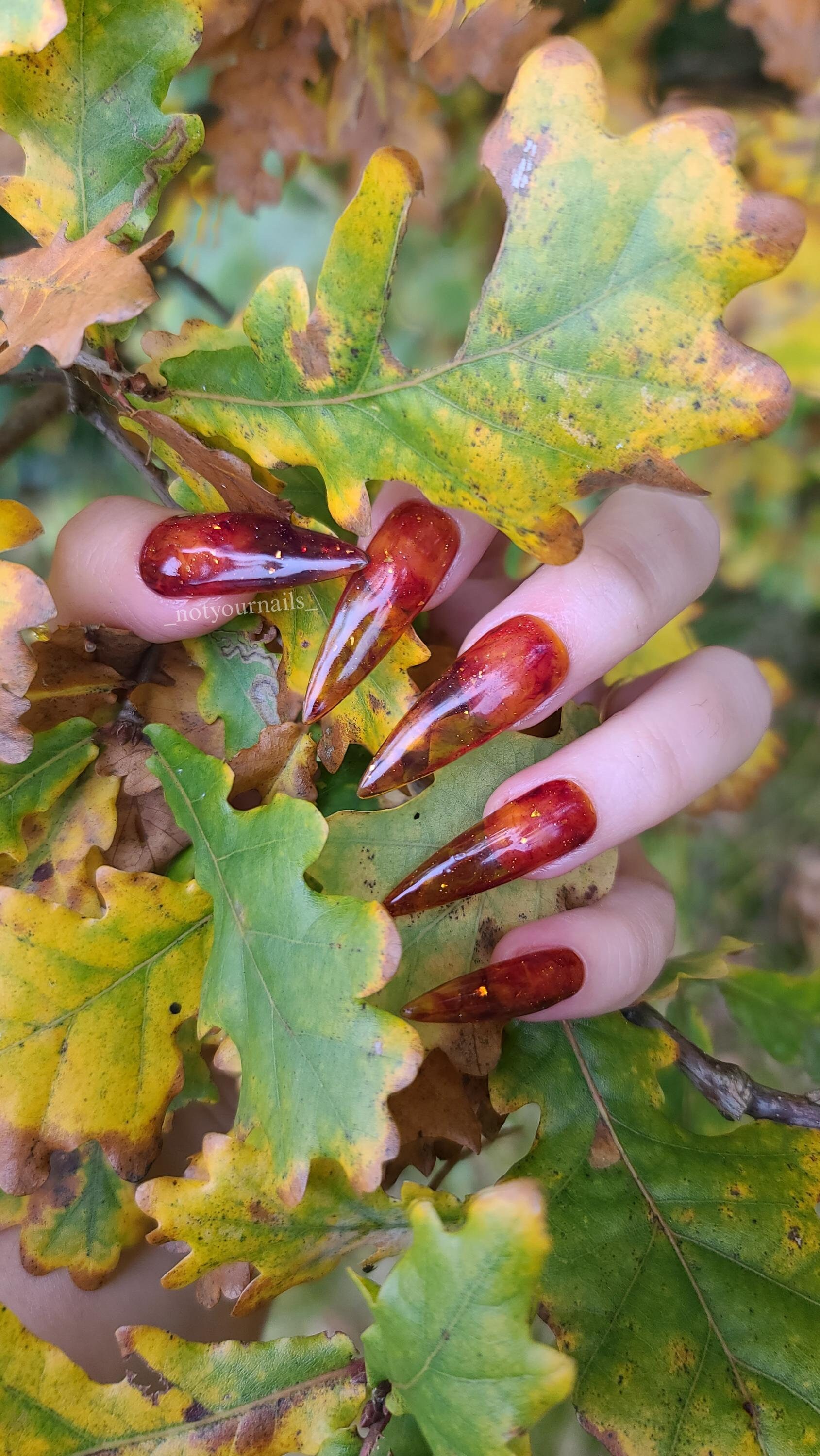 Autumn Jelly Glas Amber Handmade Press On Nail Gel Set von Notyournails