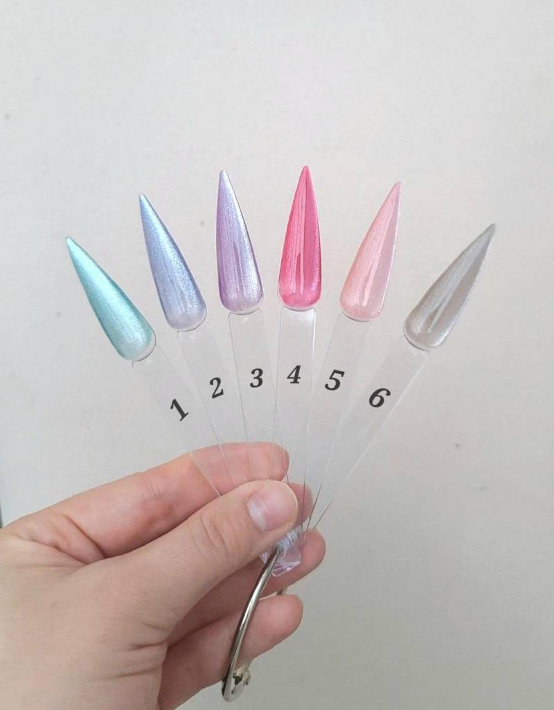 Handmade Pastel Cat Eye Press On Nails Different Options Sheer Colors von Notyournails