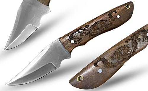 NovaHaven Multifunktionales Viking Skinner Messer–Hochwertiges 3CR13 Edelstahl Taschenmesser,Fleischmesser,Allzweckmesser mit lasergraviertem,Ideal für Küche, Camping und Outdoor (Dragon engraving) von NovaHaven