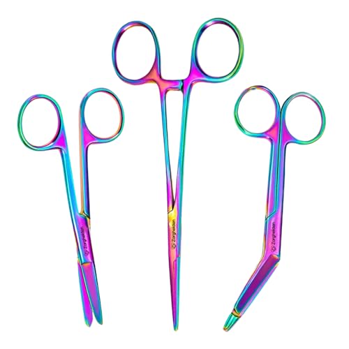 Krankenschwester Scheren Set "Acryl Regenbogen" - MDR Zertifikat - Verbandschere - Krankenschwester Schere - Kocher - Krankenschwester Zubehör - Krankenschwester Geschenk von Novaex