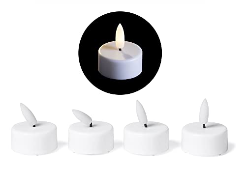 LED Teelicht klein mit Timer - 4er Set Warmweiß LED Kerze 3D Flamme flackernd - LED Teelicht klein 6cm Weiß Kunststoff 1x Batterie CR2032 benötigt - Teelichter LED für Kerzenpick auf Adventskranz von Novaliv