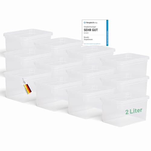 Novaliv 12x Aufbewahrungsbox ohne Deckel klein 2 L transparente Nestbar stapelbare Plastikbox Kunststoff BPA-frei 18,5 x 13,5 x 10 cm von Novaliv