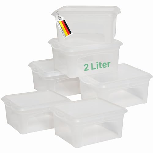 Novaliv 6x Aufbewahrungsboxen mit Deckel klein 2 L transparente Nestbar stapelbare Plastikboxen mit Clipverschluss Kunststoff BPA-frei 20x16,5x9 cm von Novaliv