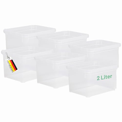 Novaliv 6x Aufbewahrungsboxen ohne Deckel klein 2 L transparente Nestbar stapelbare Plastikboxen Kunststoff BPA-frei 18,5x13,5x10 von Novaliv