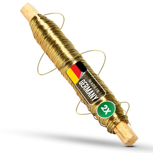 Novatool 2X Wickeldraht I Gold I 0,50 mm I Drahtrolle I Basteldraht Metalldraht Blumenbindedraht Bindedraht Biegedraht Pflanzendraht rostfrei Dekoband von Novatool