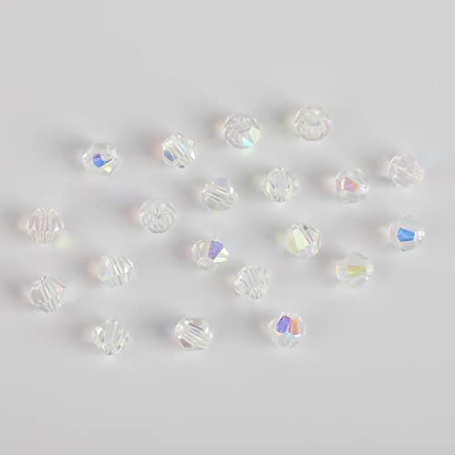 Novborcz 4 mm dicke weiße AB-Glasperlen für die Schmuckherstellung, 1700 Stück, facettierte Kristall-Abstandshalter-Perlen, Sortiment, Zubehör für Armbänder, Halsketten für den Großhandel von Novborcz
