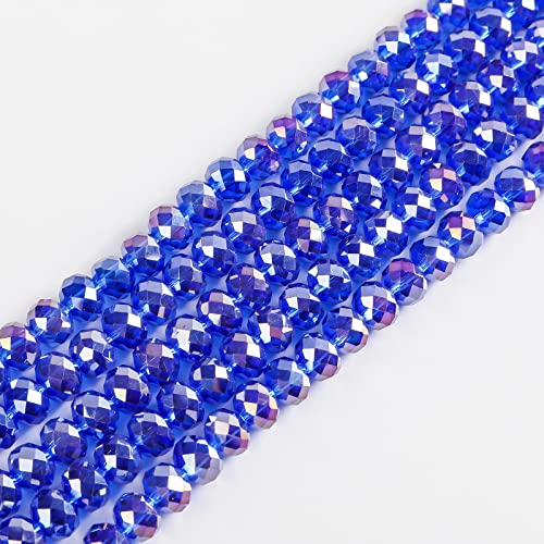 Novborcz 8 mm blaue AB-Rondelle-Glasperlen für die Schmuckherstellung, 320 Stück, facettierte Briolette-Form, Kristall-Abstandshalter-Perlen, Zubehör für Armbänder, Halsketten für den Großhandel von Novborcz