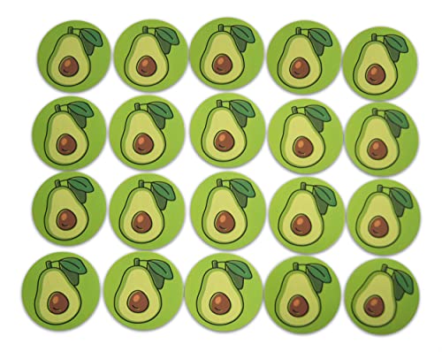 Novel Merk Avocado-Obst-Vinyl-Aufkleber – 5,1 cm runde einzelne Aufkleber für Laptop, Wasserflasche, Partygeschenke und Dekoration – haftet auf sauberen Oberflächen und wasserdicht (20 Stück) von Novel Merk