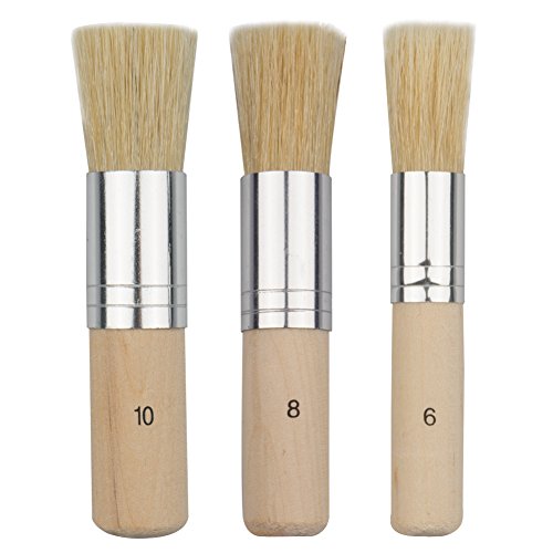 ccmart Holz Schablone Pinsel (Set von 3), Naturborsten Pinsel Perfekt für Acryl, Öl Gemälde, Aquarell Malerei, Schablone Project, Karte machen und DIY Art Crafts von Novelfun