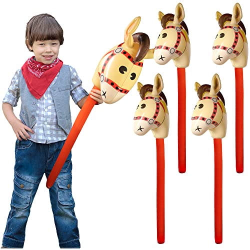 Novelty Place Aufblasbarer Stick Pferd Spielzeug 4-38 Zoll Aufblasbare Pferdekopfballons für Jungen und Mädchen, perfekt für Cowboy-Themenpartys, Dekorationen und fantasievolle Spielzeit von Novelty Place