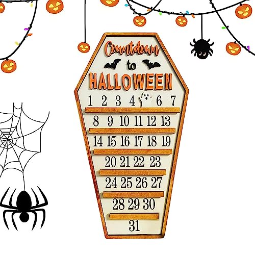 Halloween Holzkalender | Holz Geisterhaus Countdown - Urlaub Ornament mit abnehmbaren Geistern, Wohnkultur für Tür oder Wand Novent von Novent