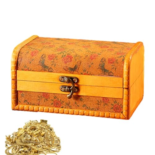 Novent Aufbewahrungsbox für Holzschmuck, Schmuckschatulle für hölzerne Ohrringe | Schmuck Storage Organizer - Mehrzweck-Ästhetik handgemachte Retro-hölzerne Armbandbox mit Verschluss für Frauen von Novent