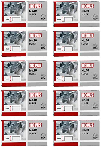 3er Pack Novus Heftklammer No.10, 1000er Päckchen für B 10 FC, 10 FC Professional, 10 Professional, 100EL, 10EL (10, 1000er Päckchen | No. 10 super) von Novus