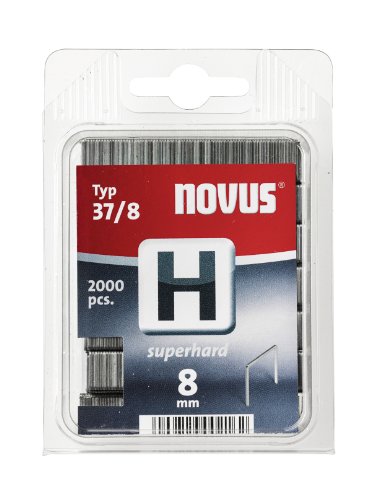 Novus Feindrahtklammern 8 mm "superhart", für Hammertacker, 2000 Tackerklammern vom Typ H37/8, Heftmittel aus Stahldraht von Novus