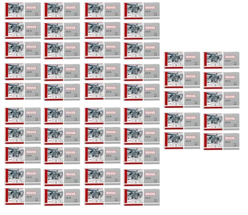 Novus Standardheftklammer 24/6, verzinkt, 1000 Stück pro Packung (50x1000), 6mm, für Papierstapel bis 25 Blatt von Novus