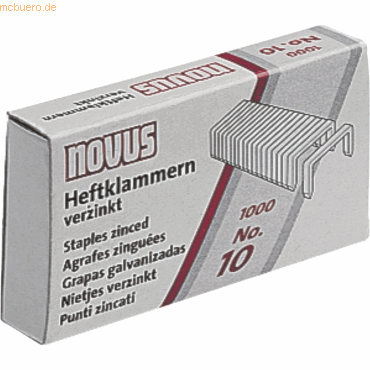 Novus Heftklammern Nr. 10 verzinkt VE=1000 Stück von Novus