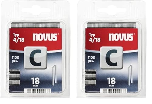 Novus Schmalrückenklammern 18 mm, 1100 Klammern vom Typ C4/18, optimales Heftmittel für Profilhölzer und Paneele (Packung mit 2) von Novus