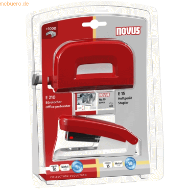 Novus Schreibtisch-Set Twinset Heftgerät+Locher E 15/E 210 rot von Novus