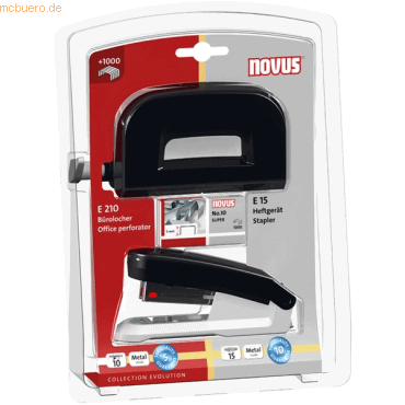 Novus Schreibtisch-Set Twinset Heftgerät+Locher E 15/E 210 schwarz von Novus