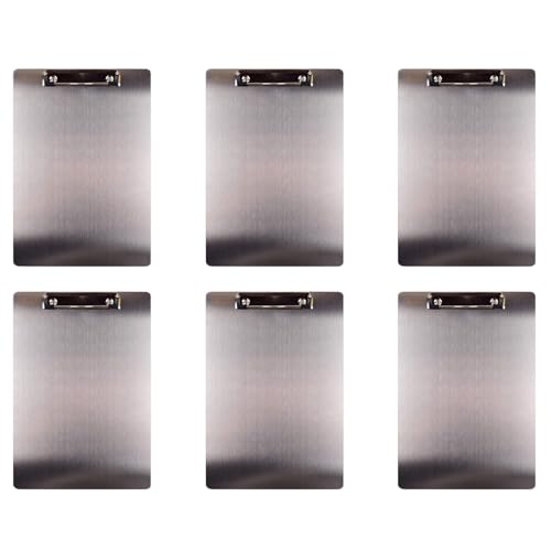 Nozldots 6X Metall Zwischenablage Ordner A4 Rostfreier Stahl Clip Board Rechnung Lagerung Ordner Schreiben Datei Board Menü Schiene für Unternehmen von Nozldots