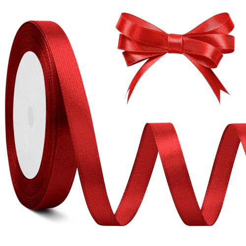 Geschenkband Rot 10mm, 23m Rotes Geschenkband Geschenkband Weihnachten Geschenkband Stoff Satinband Rot Rotes Schleifenband Rot Rotes Band Für Hochzeit Dekorieren Auto Valentinstag Geburtstag von Nsetriu