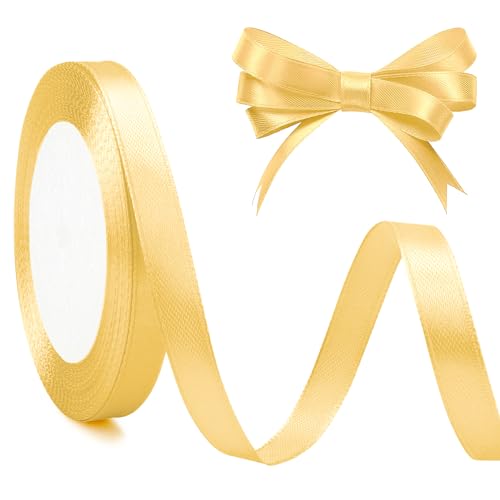 Goldband Geschenkband Gold 10mm Geschenkband Gold 10mm X 23m Goldenes Geschenkband Satinband Gold Geschenkband Satin Für Schleifenband Weihnachten, Schleifenband Gold, Dekoband Auto von Nsetriu