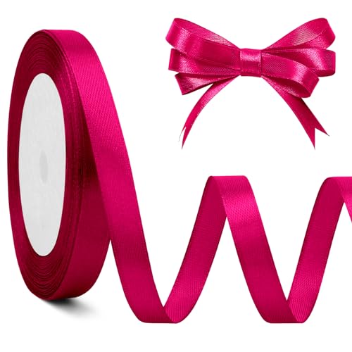 Satinband, Rosa, 10 mm x 23 m, Rosa, Satinband, Rosa, Satinband Magenta Geschenkband Dunkelrosa 10mm, 23m Satinband Dunkelpink Dekoband Geschenkband Rosenrot von Nsetriu