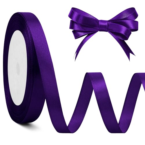 Satinband Lila 10mm, 23 Meters Geschenkband Lila Violett Stoffband Lila Schleife Band Violett Dunkelviolett Schleifenband Hochzeit Stoff Stoffband Für Brautstrauß, Halloween Deko, Geburtstagsdeko von Nsetriu