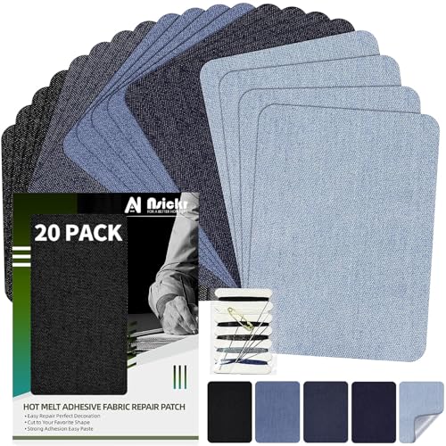 Nsickr -Jean Patches zum Bügeln auf innen und außen. Verschiedene Blautöne Patches Repair Kit. Jeans. Reparaturset für Kleidung. Starker Klebstoff. Mehrere Spezifikationen (Fünf Farben, 7.5×10.5 CM) von Nsickr