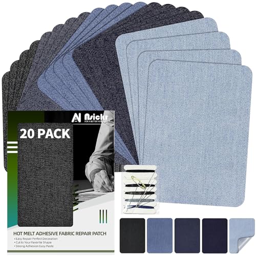 Nsickr -Jean Patches zum Bügeln auf innen und außen. Verschiedene Blautöne Patches Repair Kit. Jeans. Reparaturset für Kleidung. Starker Klebstoff. Mehrere Spezifikationen (Fünf Farben, 7.5×10.5 CM) von Nsickr