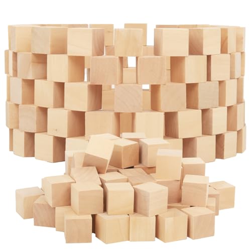 Würfelblöcke, 150 Stück, originale quadratische Holz-Bastelsteine, Holzbausteine, quadratische Blanko-Blöcke für Babyparty, Dekoration, Puzzleherstellung, DIY Handwerk, natürliches unlackiertes Holz von Nsmykhg