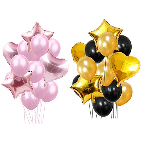 Ntcpefy Ballon-Set, Pastell-Macaron, 14-teilig, Party-Dekor-Folienballons, DIY-Set, Happy Birthday-Luftballons, Rosa & von Ntcpefy