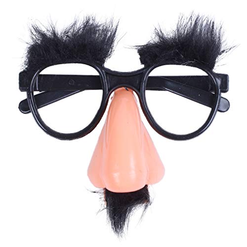 Ntcpefy Runde Brille mit rosa Nase und schwarzem Schnurrbart zu Koralle Clown von Ntcpefy