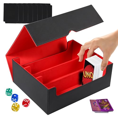 Sammelkarten-Aufbewahrungsboxen für 1800+ Karten, PU Leder Magnetverschluss Card Deckbox for MTG mit Triple Trennwänden Gathering Spielkarten Kartenbox für TCG MTG Karten (Schwarz Rot) von Ntmaichy