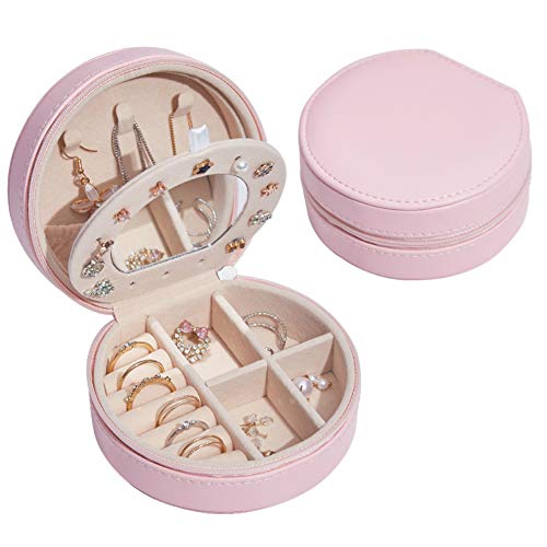 NuAngela Schmuckkästchen Klein,Kleine Reise Schmuckschatulle, Schöner Schmuckkoffer, PU Leder Mini Aufbewahrungsbox, Damen Halskette Ohrringe Ring Accessoires Schmuckschatulle Jewelry Box von NuAngela